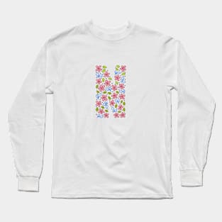 Floral Monogram Letter N - pink and blue Long Sleeve T-Shirt